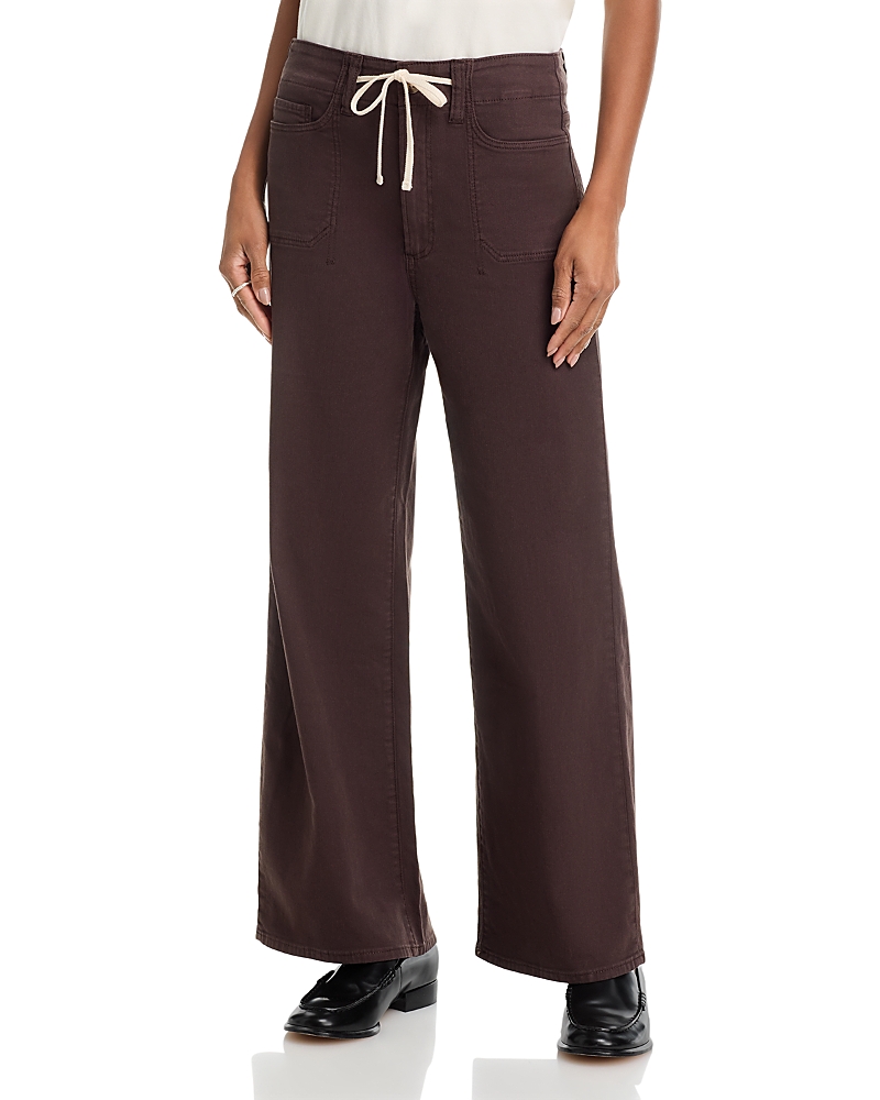 Paige Ari High Rise Drawstring Waist Wide Leg Jeans in Rich Chocolate