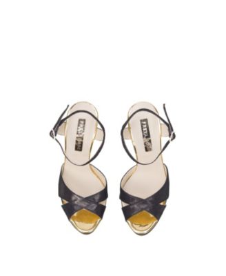  Women's Zahra Noir Ankle Strap Pearl Heel Sandal