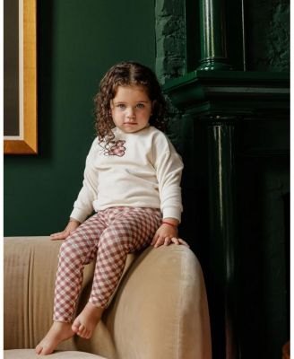 Unisex Velour Plaid Bear Collection Sweatshirt + Leggings - Baby, Little Kid