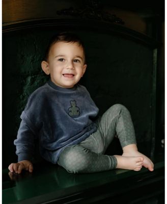 Unisex Velour Plaid Bear Collection Sweatshirt + Leggings - Baby, Little Kid