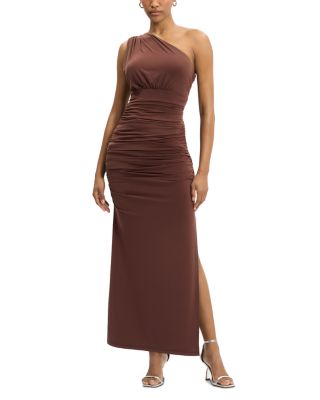 One Shoulder Ruched Jersey Midi Dress