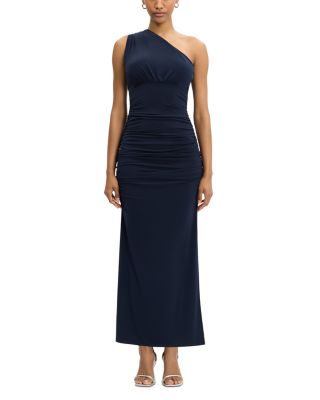 One Shoulder Ruched Jersey Midi Dress