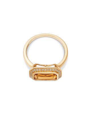 Citrine & Diamond Halo Ring in 14K Yellow Gold