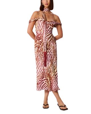 Orchid Print Scarf Midi Dress