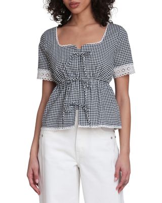 Square Neck Tie Front Top 