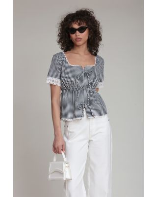 Square Neck Tie Front Top 