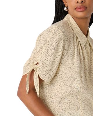 Dashed Marks Tie Sleeve Shirt