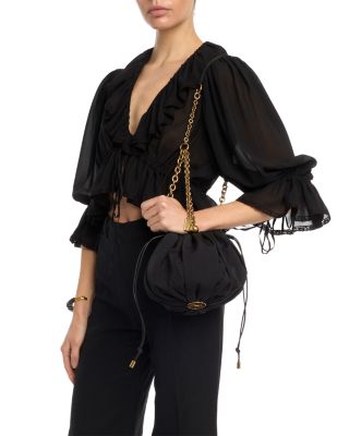 Pliss&eacute; Chain Shoulder Bag in Nylon