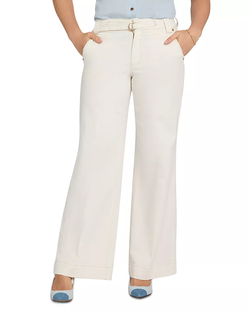 Nydj Mia High Rise Palazzo D Ring Jeans in Vintage White