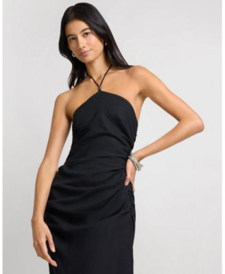Air Linen Ruched Halter Dress