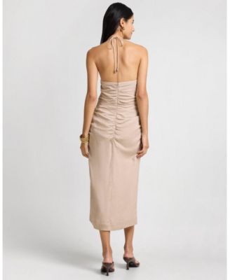 Air Linen Ruched Halter Dress