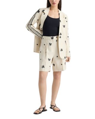 Embroidered Stripe Bermuda Shorts