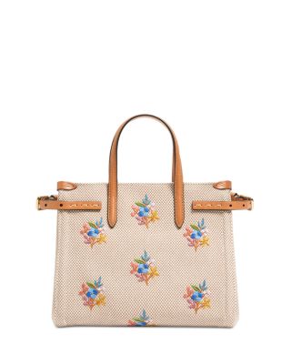 Small Floral VLogo Embroidered Canvas Tote Bag