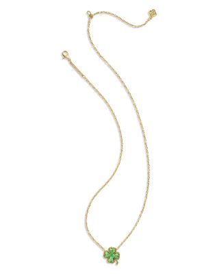 Magnesite Clover Pendant Necklace, 17.5" 