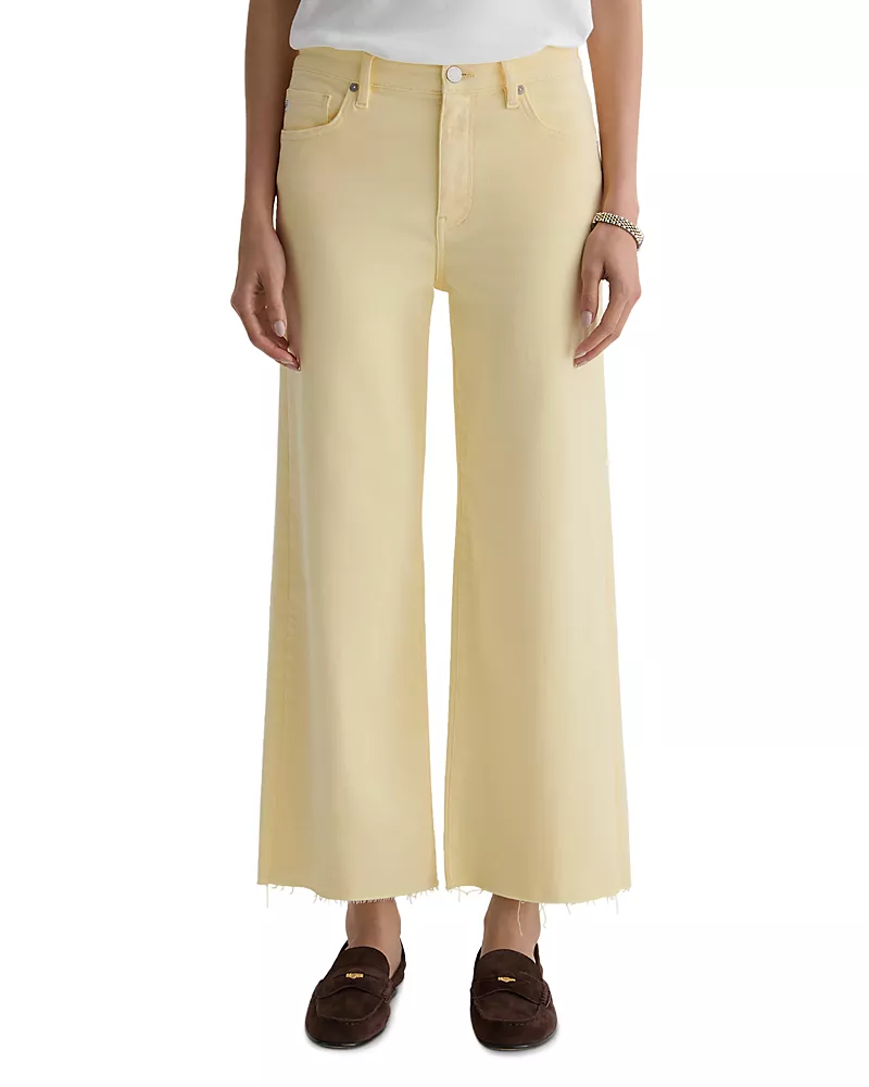 Ag Saige High Rise Wide Leg Crop Jeans in Sunlight Yellow