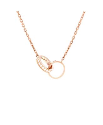  Love Interlocking Necklace 18K Rose Gold with Diamonds, 17.5"