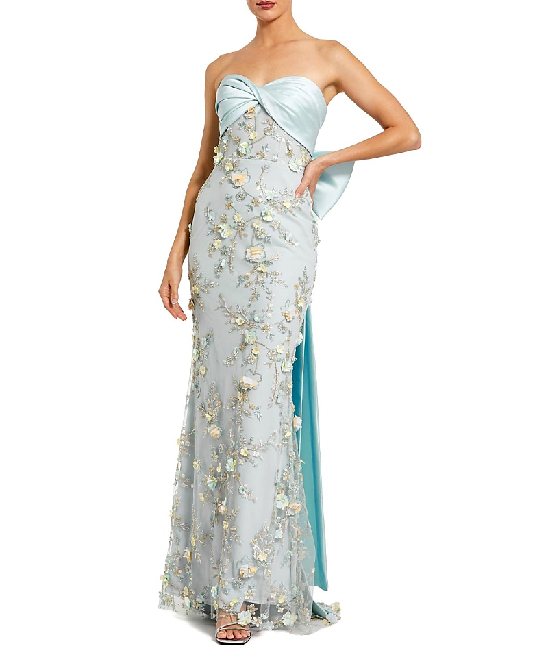 Mac Duggal Strapless Sweetheart Embellished Gown with Bow