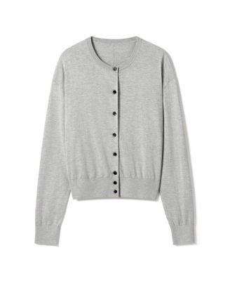  Round-Neck Silk Cashmere Cardigan