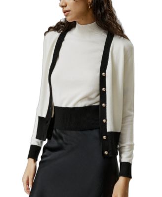  Gemini Cashmere Cardigan With Contrasting Hem