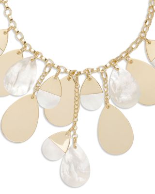 Karina Mother Of Pearl Pear Shape Charm Statement Necklace, 16.5-18.5"