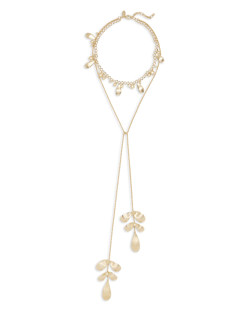 Ramy Brook Anya Crystal & Imitation Pearl Flower Layered Lariat Necklace, 18.5