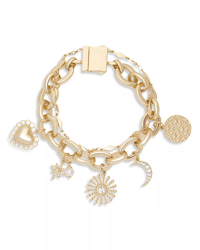 Ramy Brook Sara Crystal & Imitation Pearl Charm Bracelet