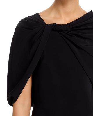 Draped Sleeve Cady Column Gown