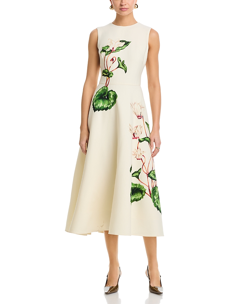 Oscar de la Renta Sleeveless Chine Cyclamen Day Dress