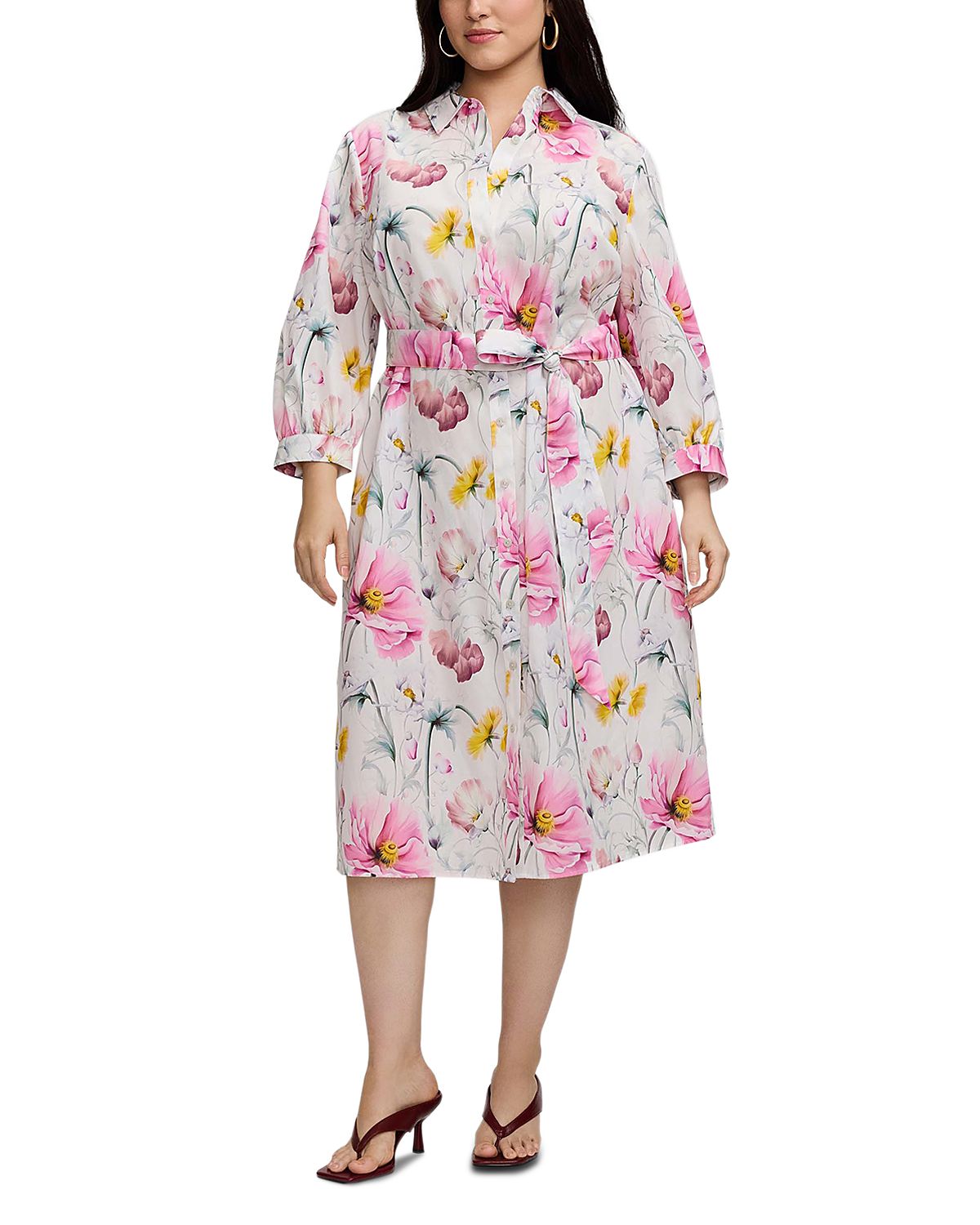 Foxcroft Plus Esther 3/4 Sleeve Floral Dress