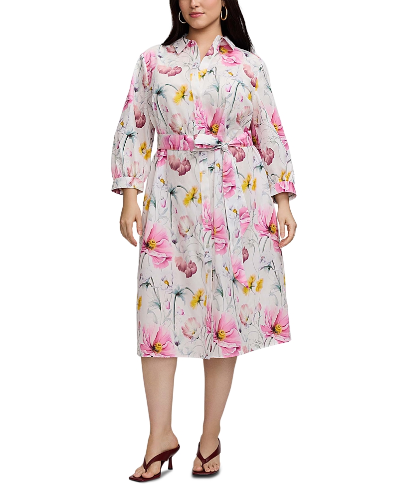 Foxcroft Plus Esther 3/4 Sleeve Floral Dress
