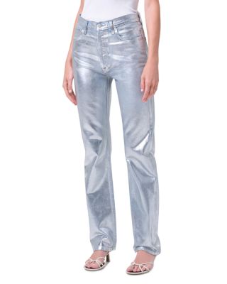 90's Mid Rise Loose Jeans in Tin Foil