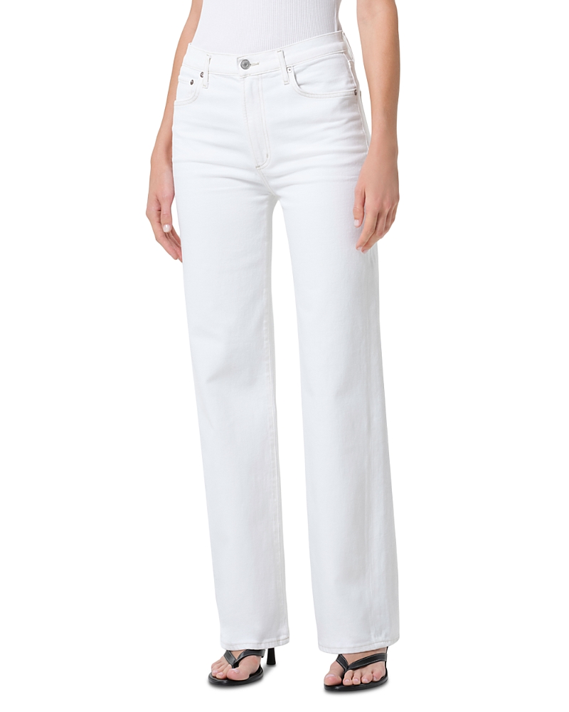 Agolde Harper Mid Rise Relaxed Straight Jeans in Whitewash
