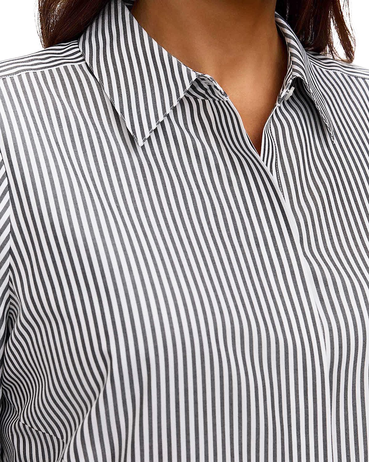 Foxcroft Plus Cici 3/4 Sleeve Stripe Shirt