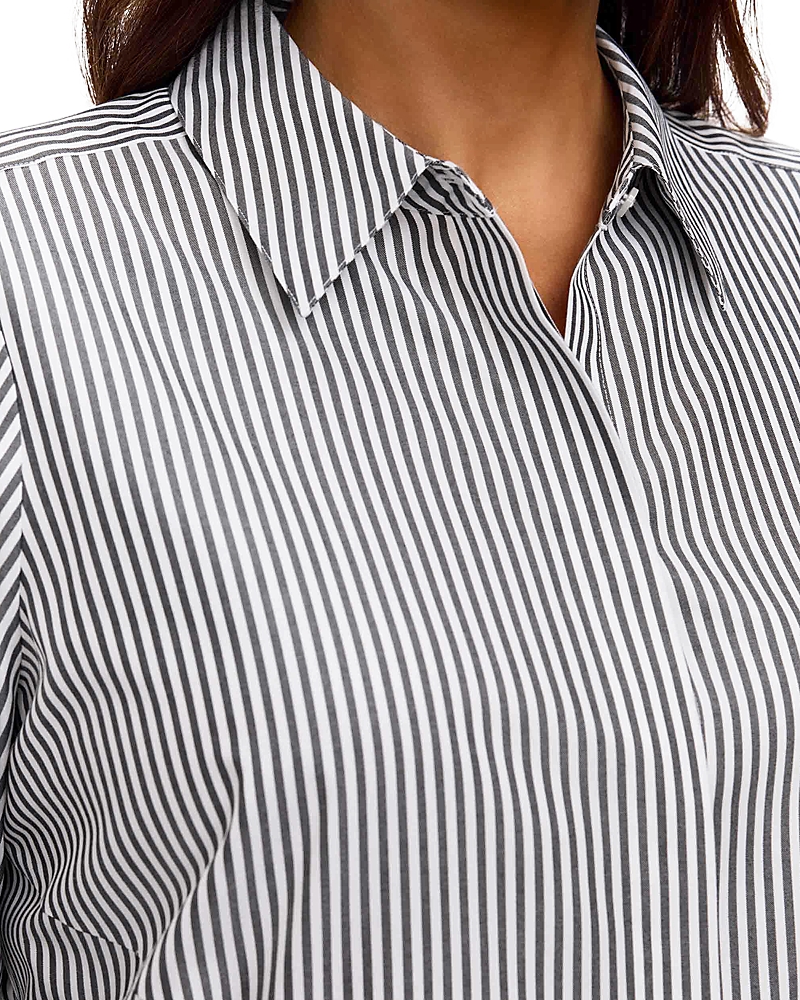Foxcroft Plus Cici 3/4 Sleeve Stripe Shirt