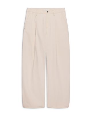 Relaxed Fit Pleated Jeans in Ecru