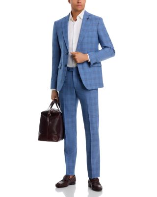Slim Fit Plaid Suit Pants