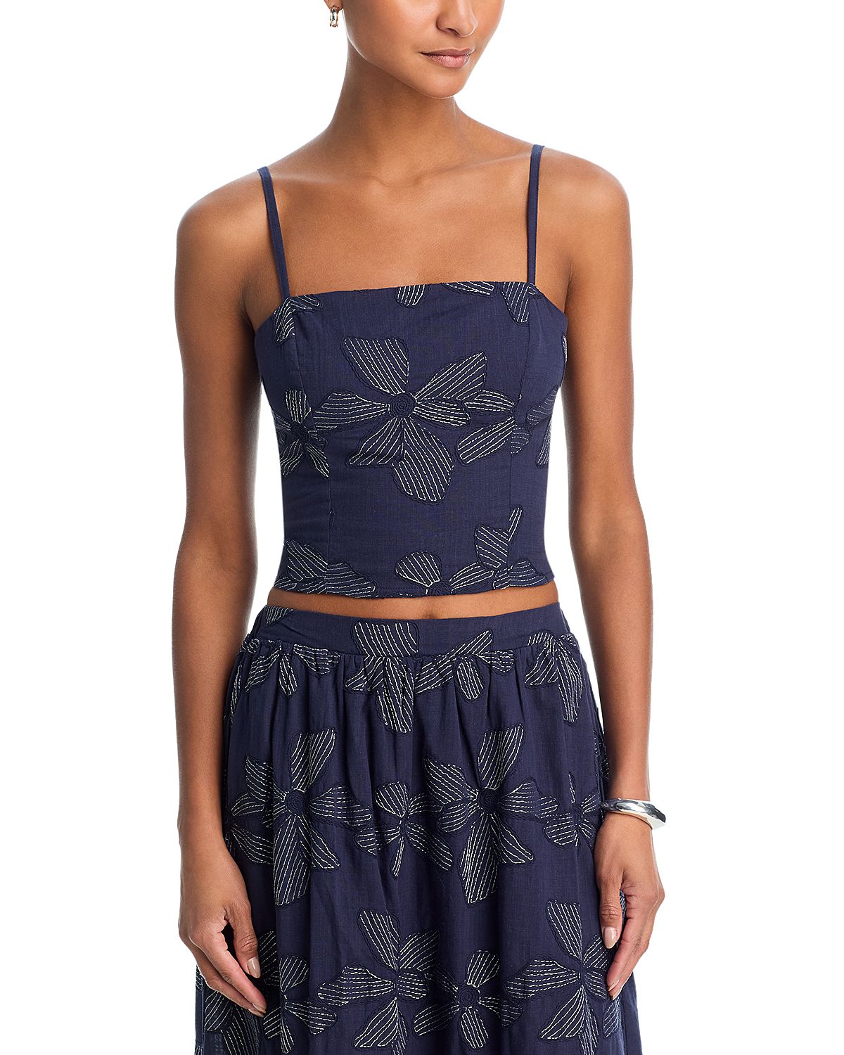 Aqua Embroidered Crop Top - Exclusive