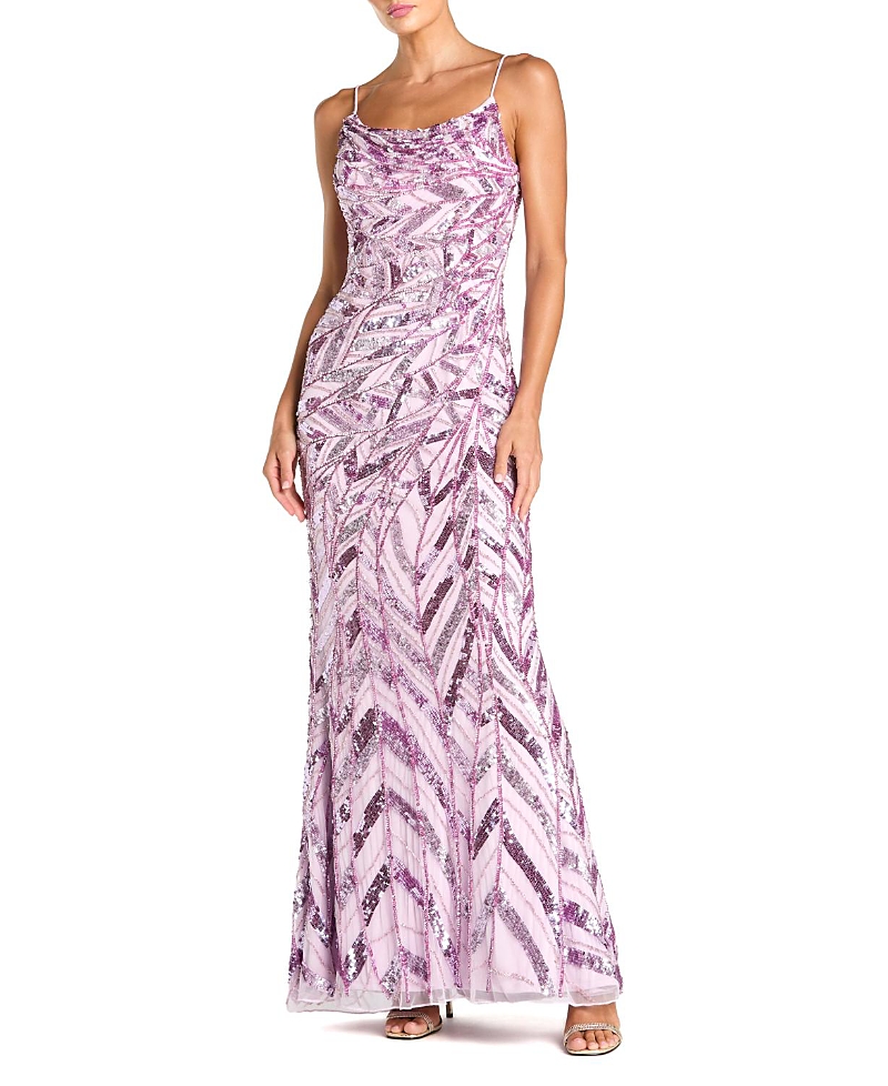 Mac Duggal Sleeveless Cowl Back Embellished Gown