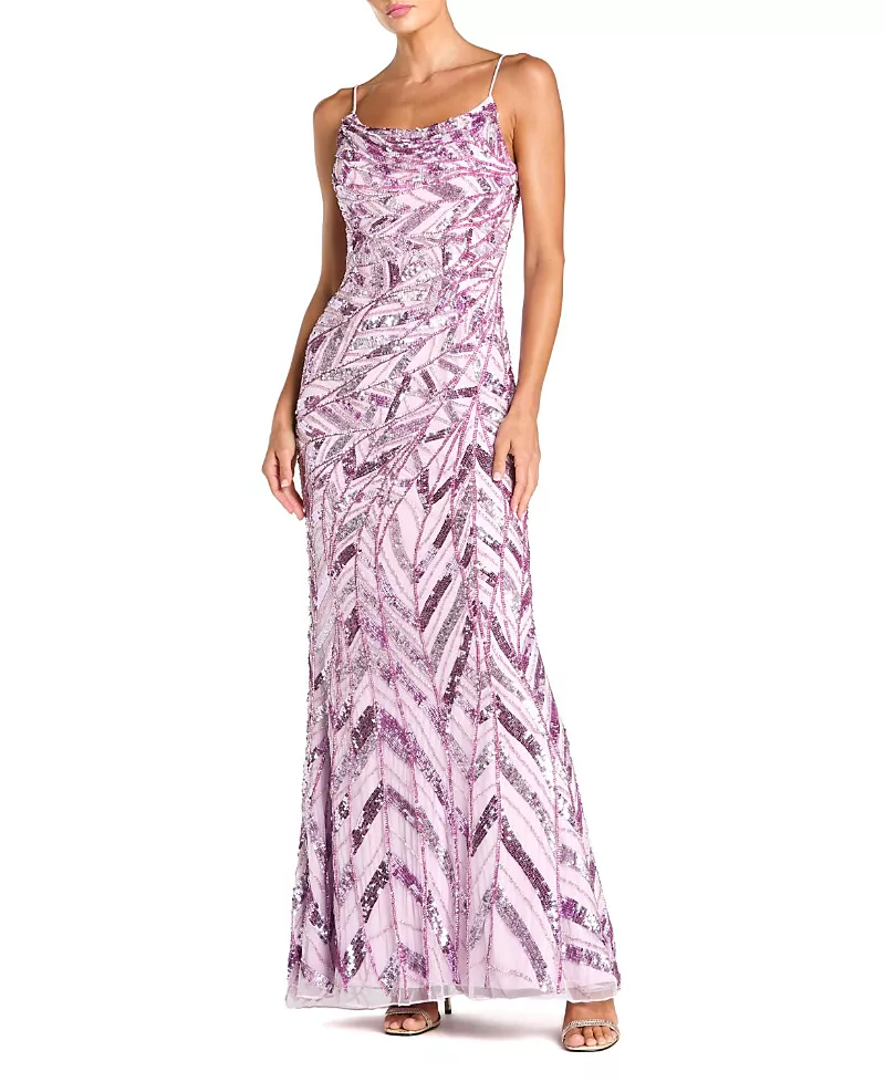 Mac Duggal Sleeveless Cowl Back Embellished Gown
