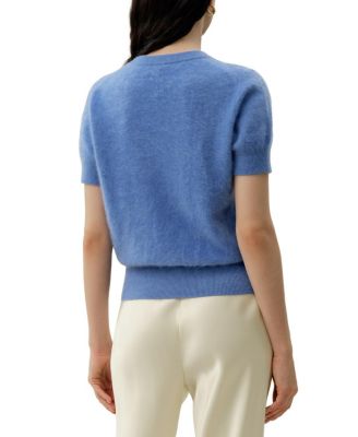  Brushed Cashmere Short-Sleeve Sweater