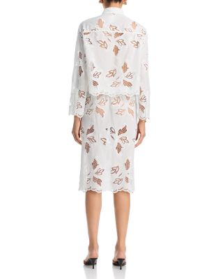 Long Sleeve Cropped Shirt & Pull On Midi Pencil Skirt