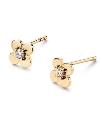Solid Yellow Gold Mini Flower Studs