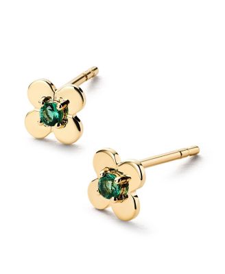 Solid Yellow Gold Mini Flower Studs