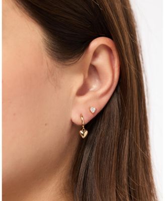 Solid Yellow Gold Lab-Grown Diamond Heart Studs