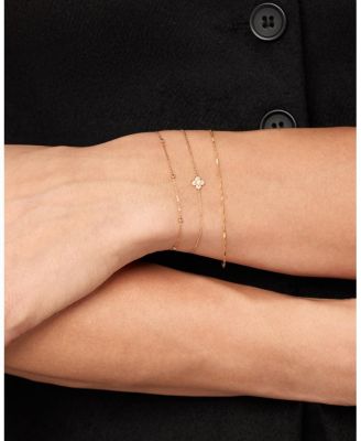 Solid Yellow Gold Mini Flower Bracelet