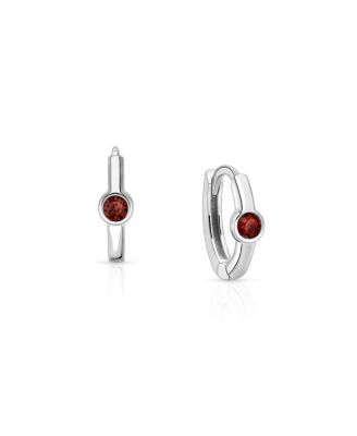 Girls' Sterling Silver 9mm Birthstone Huggie Hoops Earrings