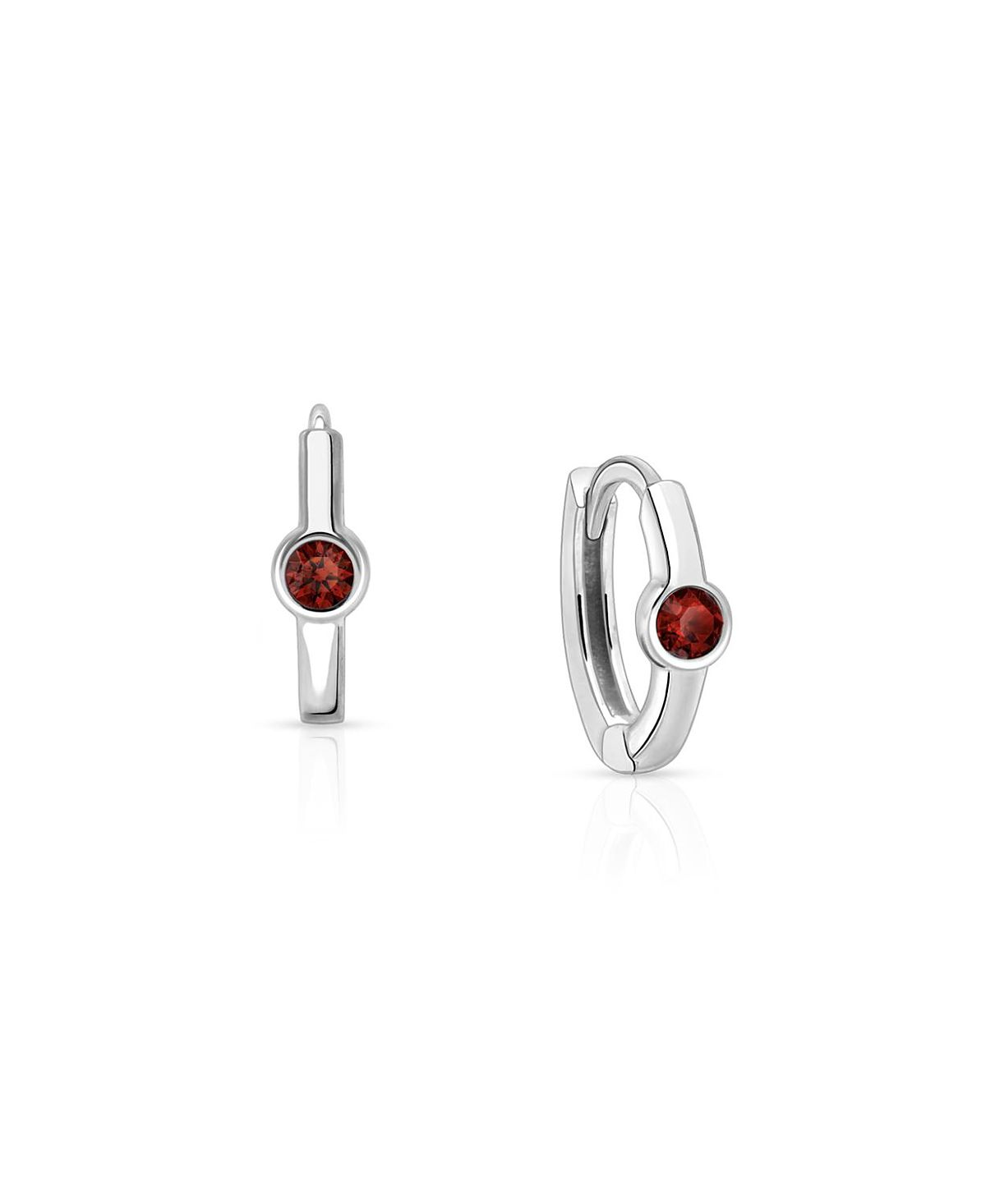 Tiny Blessings Girls' Sterling Silver 9mm Birthstone Huggie Hoops Earrings