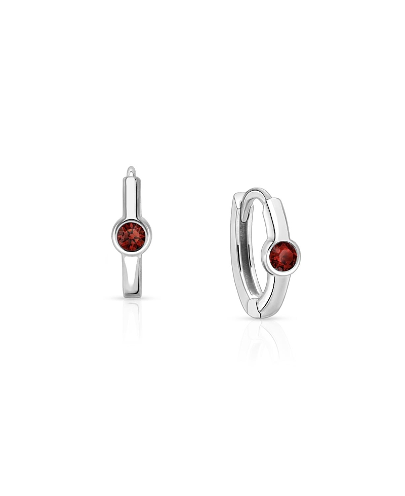 Tiny Blessings Girls' Sterling Silver 9mm Birthstone Huggie Hoops Earrings