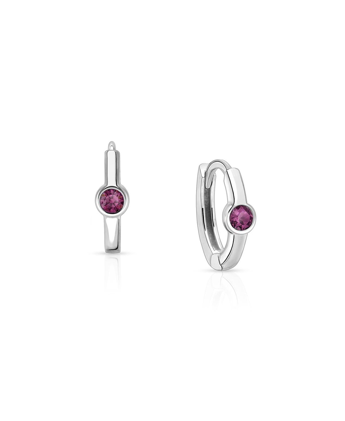 Tiny Blessings Girls' Sterling Silver 9mm Birthstone Huggie Hoops Earrings