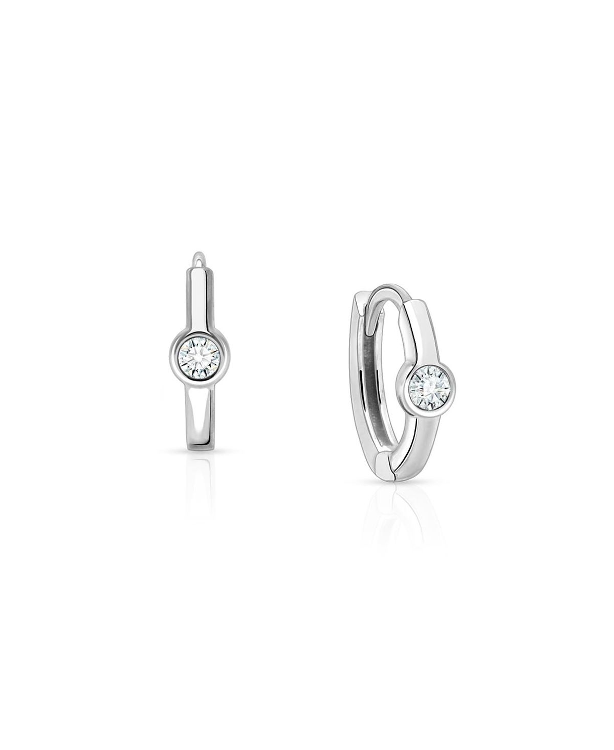 Tiny Blessings Girls' Sterling Silver 9mm Birthstone Huggie Hoops Earrings